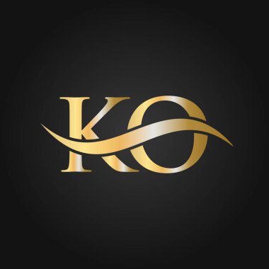 Harf KO Logo Tasarım Şablonu. KO, K O Letter Logosu Modern, Düz, Minimalist, İş, Şirket Şablonu