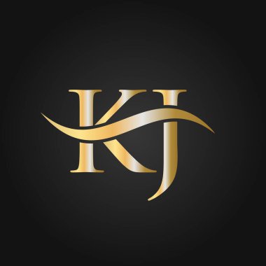 Harf KJ Logo Tasarım Şablonu. KJ, K J Letter Logosu Modern, Düz, Minimalist, İş, Şirket Şablonu