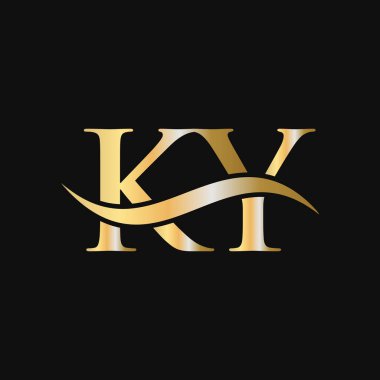 Harf KY Logo Tasarım Şablonu. KY, K Y Letter Logosu Modern, Düz, Minimalist, İş, Şirket Şablonu