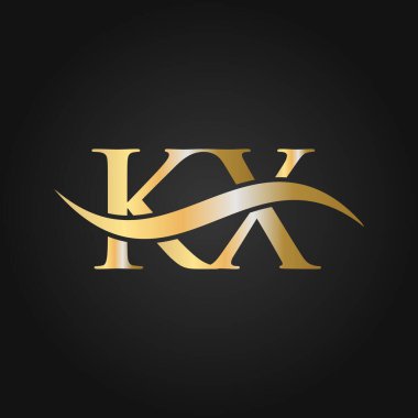Harf KX Logo Tasarım Şablonu. KX, K X Harf Logosu Modern, Düz, Minimalist, İş, Şirket Şablonu