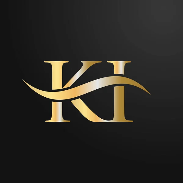字母Ki标志签署设计模板 Letter Logo Modern Flat Minimalist Business Company Template — 图库矢量图片