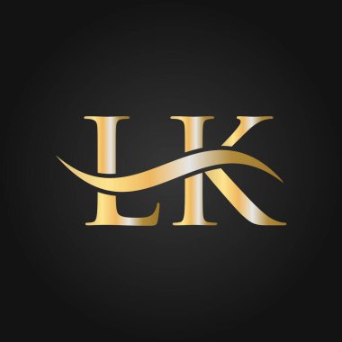 Harf LK Logo Tasarım Şablonu. LK, L K Letter Logosu Modern, Düz, Minimalist, İş, Şirket İşareti
