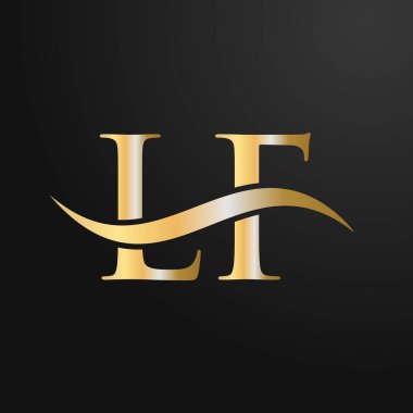Harf LF Logo Tasarım Şablonu. LF, L F Mektup Logosu Modern, Düz, Minimalist, İş, Şirket İşareti
