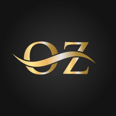 OZ Harfi Logo Tasarım Şablonu. OZ, O Z Harf Logosu Modern, Düz, Minimalist, İş, Şirket İşareti