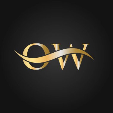 Harf OW Logo Tasarım Şablonu. OW, O W Mektup Logosu Modern, Düz, Minimalist, İş, Şirket İşareti