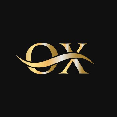Harf OX Logo Tasarım Şablonu. OX, O X Harf Logosu Modern, Düz, Minimalist, İş, Şirket İşareti