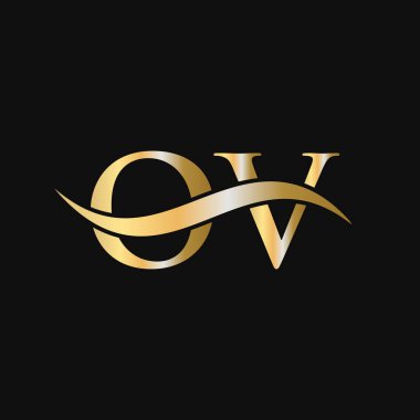 Harf OV Logo Tasarım Şablonu. OV, O V Letter Logosu Modern, Düz, Minimalist, İş, Şirket İşareti