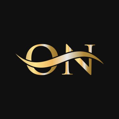 Logo Tasarım Şablonu Üzerine Harf. On, O N Letter Logosu Modern, Düz, Minimalist, İş, Şirket İşareti
