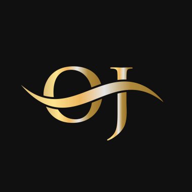 Harf OJ Logo Tasarım Şablonu. OJ, O J Mektup Logosu Modern, Düz, Minimalist, İş, Şirket İşareti