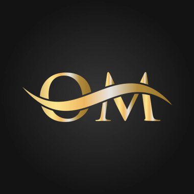 Harf OM Logo Tasarım Şablonu. OM, O M Mektup Logosu Modern, Düz, Minimalist, İş, Şirket İşareti