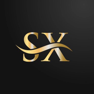 Harf SX Logo Tasarım Şablonu. SX, S X Harf Logosu Modern, Düz, Minimalist, İş, Şirket İşareti