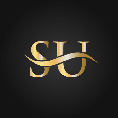 Harf SU Logo Tasarım Şablonu. SU, S U Letter Logosu Modern, Düz, Minimalist, İş, Şirket İşareti