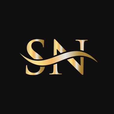 Harf SN Logo Tasarım Şablonu. SN, S N Letter Logosu Modern, Düz, Minimalist, İş, Şirket İşareti
