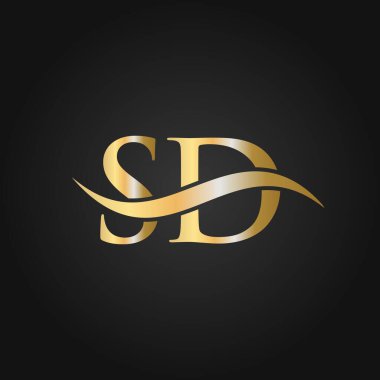 SD Logo Tasarım Şablonu. SD, S D Mektup Logosu Modern, Düz, Minimalist, İş, Şirket İşareti