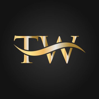 Harf TW Logo Tasarım Şablonu. TW, T W Letter Logosu Modern, Düz, Minimalist, İş, Şirket İşareti