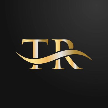 Harf TR Logo Tasarım Şablonu. TR, T R Letter Logosu Modern, Düz, Minimalist, İş, Şirket İşareti