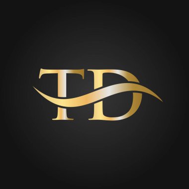 Harf TD Logo Tasarım Şablonu. TD, T D Mektup Logosu Modern, Düz, Minimalist, İş, Şirket İşareti
