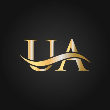 UA Logo Tasarım Şablonu. UA, U A Harf Logosu Modern, Düz, Minimalist, İş, Şirket İşareti