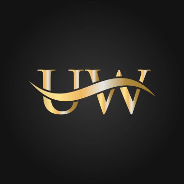 Harf UW Logo Tasarım Şablonu. UW, U W Letter Logosu Modern, Düz, Minimalist, İş, Şirket İşareti