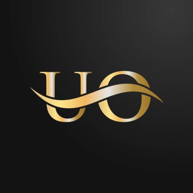 Harf UO Logo Tasarım Şablonu. UO, U O Letter Logosu Modern, Düz, Minimalist, İş, Şirket İşareti