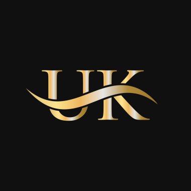 İngiliz Logo Tasarım Şablonu. UK, U K Letter Logosu Modern, Düz, Minimalist, İş, Şirket İşareti