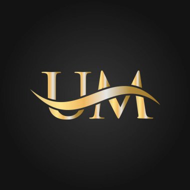 Harf UM Logo Tasarım Şablonu. UM, U M Mektup Logosu Modern, Düz, Minimalist, İş, Şirket İşareti