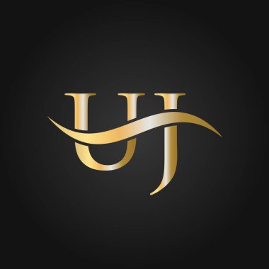 Harf UJ Logo Tasarım Şablonu. UJ, U J Letter Logosu Modern, Düz, Minimalist, İş, Şirket İşareti