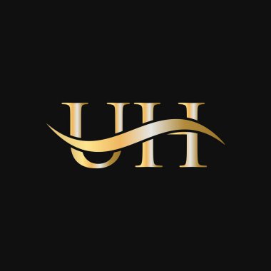 Harf UH Logo Tasarım Şablonu. U H Mektup Logosu Modern, Düz, Minimalist, İş, Şirket İşareti