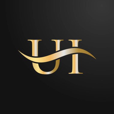Harf UI Logo Tasarım Şablonu. UI, U I Letter Logosu Modern, Düz, Minimalist, İş, Şirket İşareti