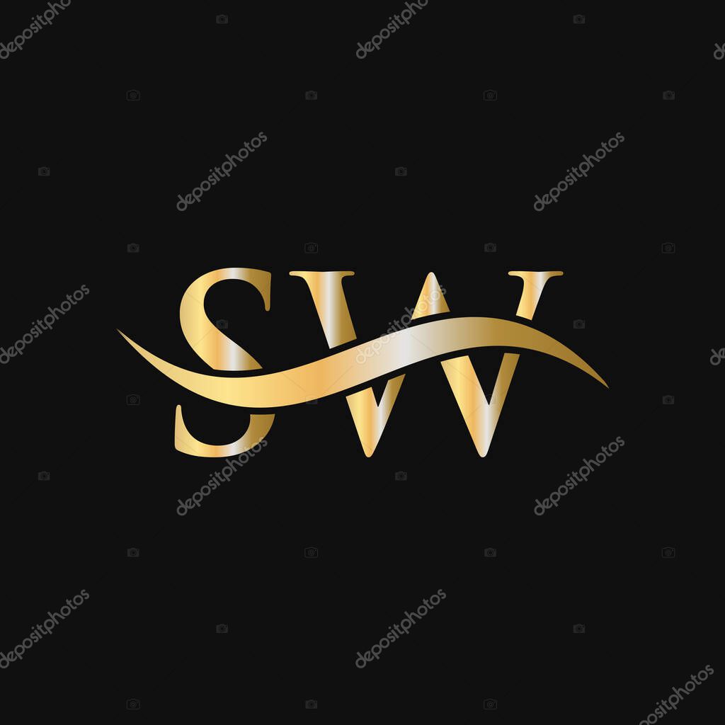 Letter SW Logo Design Template. SW, S W Letter Logo Modern, Flat, Minimalist, Business, Company Sign