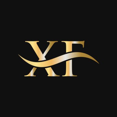Harf XF Logo Tasarım Şablonu. XF, X F Mektup Logosu Modern, Düz, Minimalist, İş, Şirket İşareti
