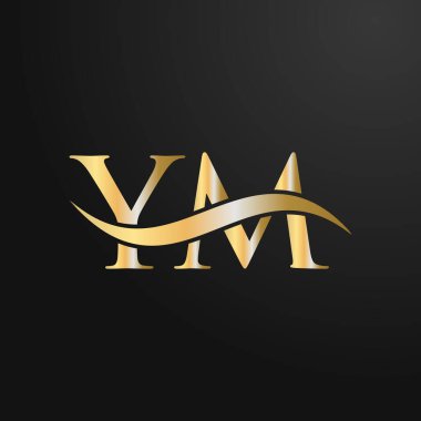 Harf YM Logo Tasarım Şablonu. YM, Y M Mektup Logosu Modern, Düz, Minimalist, İş, Şirket İşareti