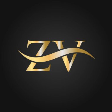 Harf ZV Logo Tasarım Şablonu. ZV, Z V Letter Logosu Modern, Düz, Minimalist, İş, Şirket İşareti