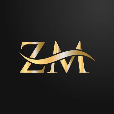 ZM Logo Tasarım Şablonu. ZM, Z M Mektup Logosu Modern, Düz, Minimalist, İş, Şirket İşareti