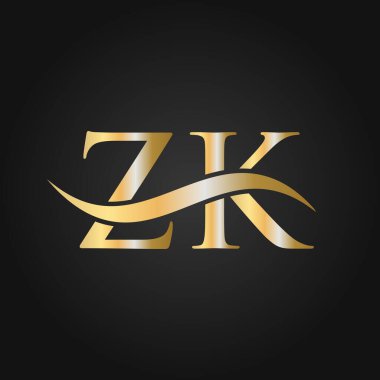 Harf ZK Logo Tasarım Şablonu. ZK, Z K Letter Logosu Modern, Düz, Minimalist, İş, Şirket İşareti