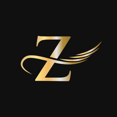 Z harfi logo tasarım şablonu. Z Harfi Logotype İş ve Şirket Kimlik Vektörü Altın, Moda, Kanat Konsepti