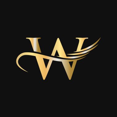 W harfi logo tasarım şablonu. W Mektup Logotype Şirketi ve Şirket Kimlik Vektörü Altın, Moda, Kanat Konsepti