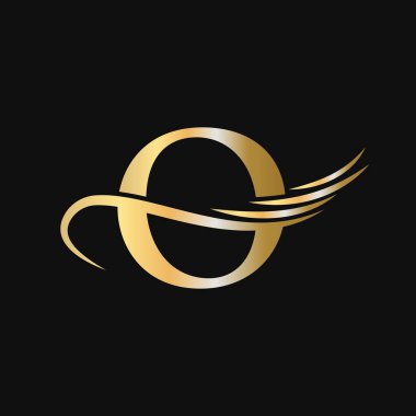 O Harfi Logo Tasarım Şablonu. O Mektup Logotype İş ve Şirket Kimlik Vektörü Altın, Moda, Kanat Konsepti