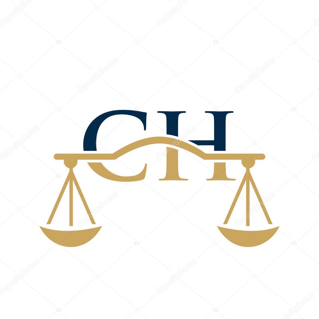 Law Firm Letter CH Logo Design. Lawyer, Justice, Law Attorney, Legal, Lawyer Service, Law Office, Scale, Law firm, Attorney Corporate Business CH Initial Letter Logo Template