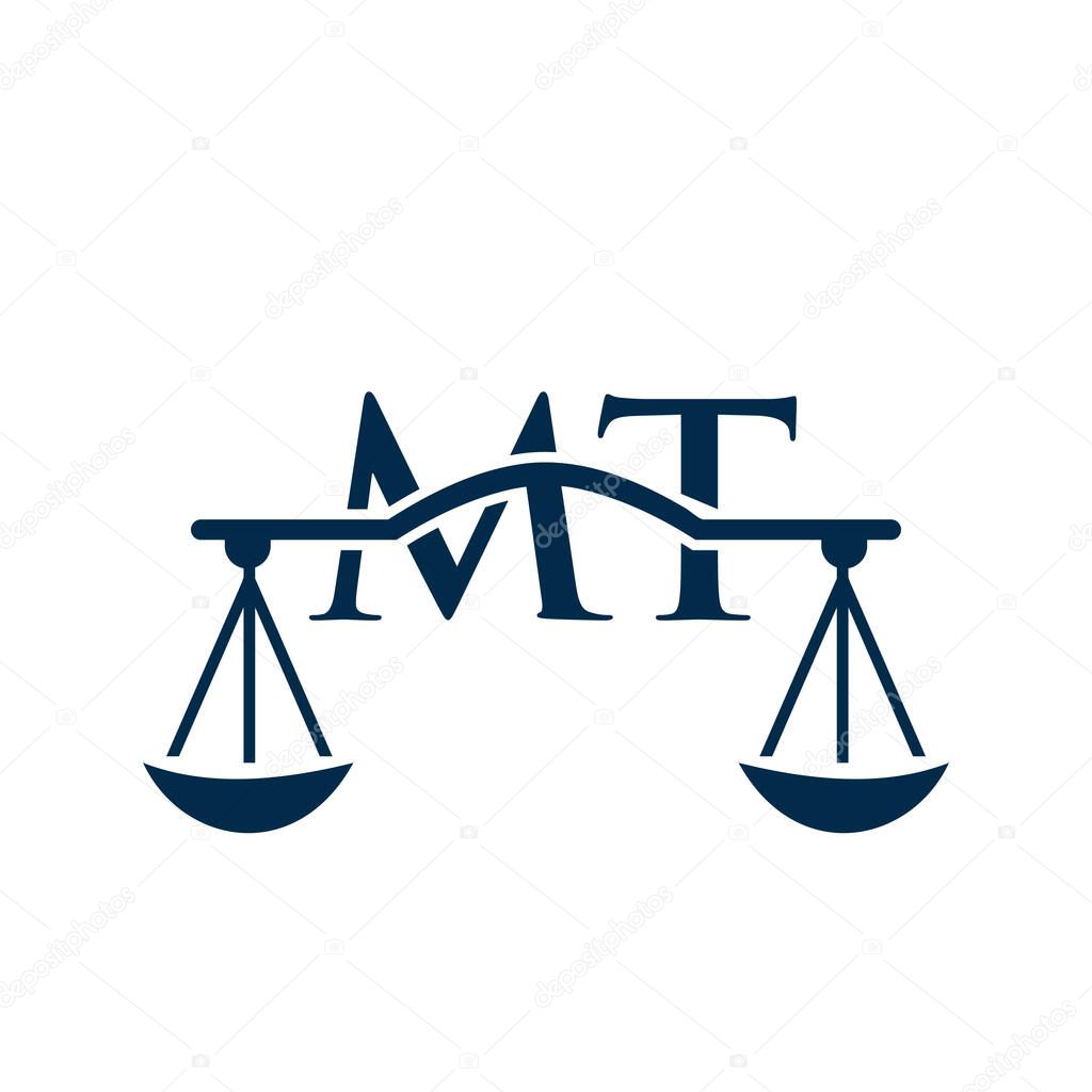 Law Firm Letter MT Logo Design. Lawyer, Justice, Law Attorney, Legal, Lawyer Service, Law Office, Scale, Law firm, Attorney Corporate Business MT Initial Letter Logo Template