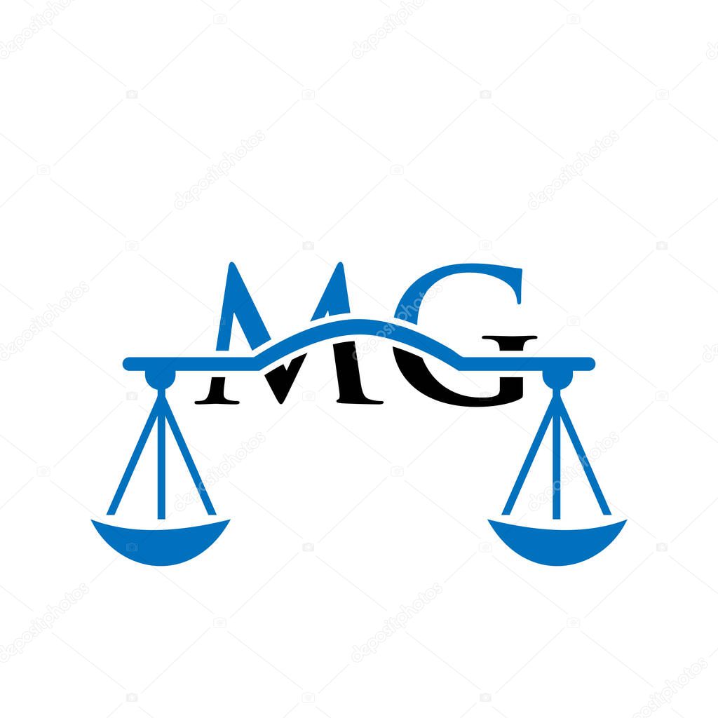 Law Firm Letter MG Logo Design. Lawyer, Justice, Law Attorney, Legal, Lawyer Service, Law Office, Scale, Law firm, Attorney Corporate Business MG Initial Letter Logo Template