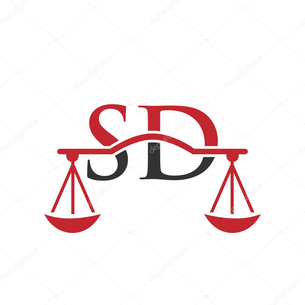 Law Firm Letter SD Logo Design. Lawyer, Justice, Law Attorney, Legal, Lawyer Service, Law Office, Scale, Law firm, Attorney Corporate Business SD Initial Letter Logo Template