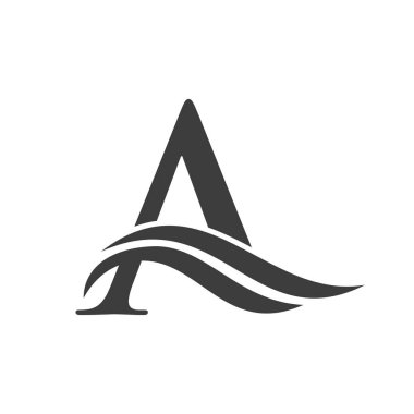 A harfi logo simgesi tasarımı. Bir Dalga İşareti Mektubu Modern, Düz ve Minimalist İş Logosu Şablonu