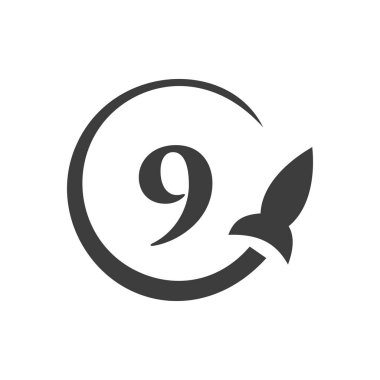 9. Mektup Konseptinde Seyahat Logosu. Harf 9 Seyahat Logo Vektörü Şablonu