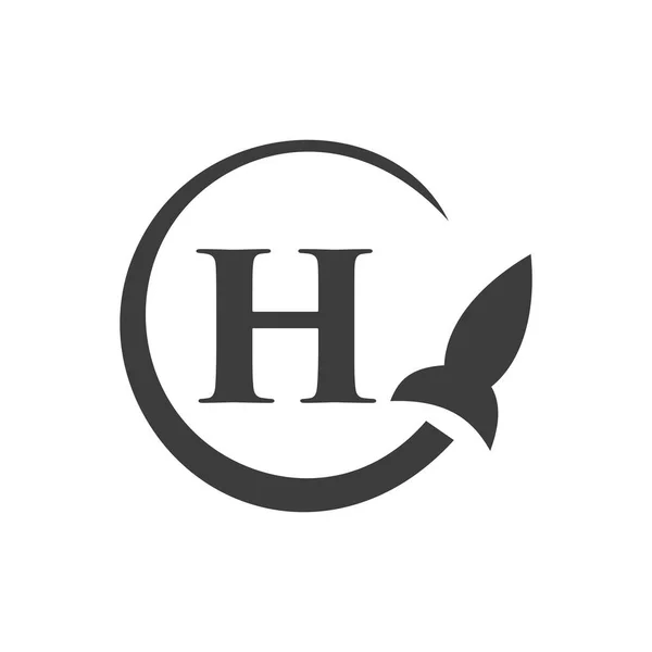 文字Hの概念上の旅行ロゴ Travel Logo Vector Template — ストックベクタ