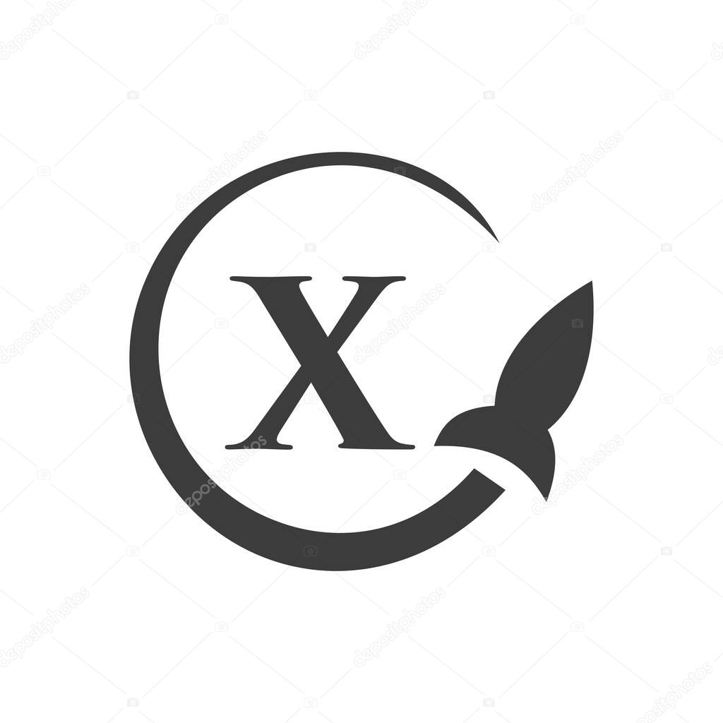 Travel Logo On Letter X Concept. Letter X Travel Logo Vector Template