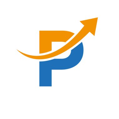 P harfi konseptli finans logosu. Pazarlama ve Finansal İş Logosu. P Harfi Finansal Logo Şablonu Pazarlama Büyüme Oku