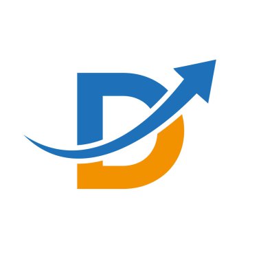 D harfi konseptli finans logosu. Pazarlama ve Finansal İş Logosu. D Harfi Finansal Logo Şablonu Büyüyen Pazarlama Oku