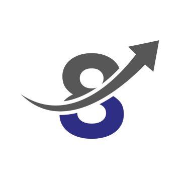 8 harfli finans logosu. Pazarlama ve Finansal İş Logosu. Harf 8 Finansal Logo Şablonu Büyüyen Pazarlama Oku