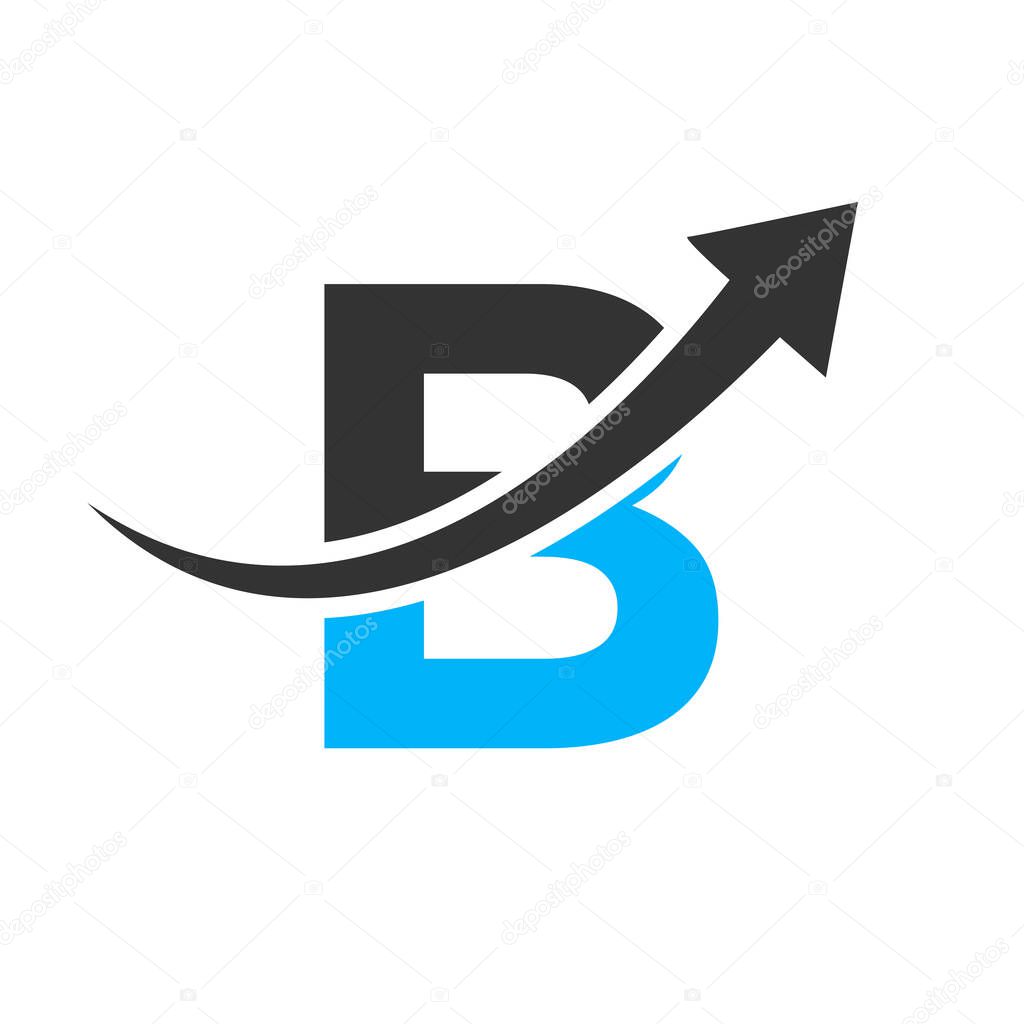 Finance Logo With B Letter Concept. Marketing And Financial Business Logo. Letter B Financial Logo Template With Marketing Growth Arrow